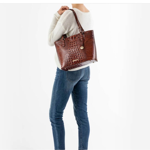 BRAHMIN MEDIUM MISHA TOTE Croc embossed leather in Stratus Melbourne - Picture 5 of 14